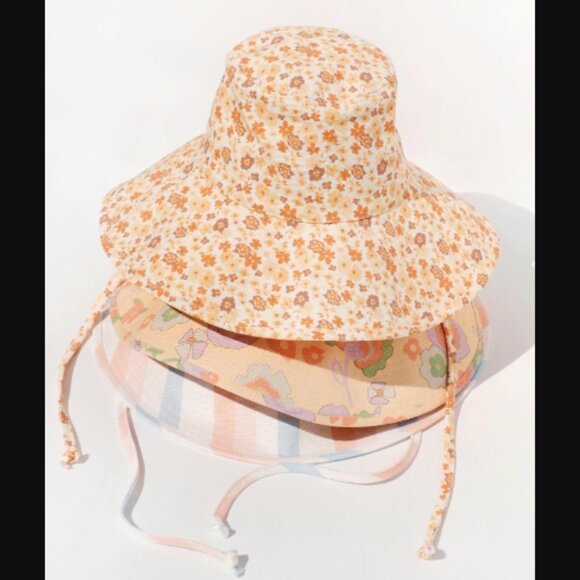 NIB LACK OF COLOR Holiday Bucket Hat Peach Bloom Floral Print S/M Retail $125.00 main image 13